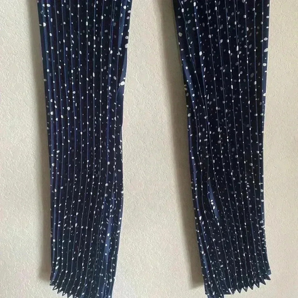 NEW! TOIT VOLANT FULLY PLEATED NAVY POLKA DOT PULLON WIDE LEG BOHO PANTS M/L - Picture 6 of 9